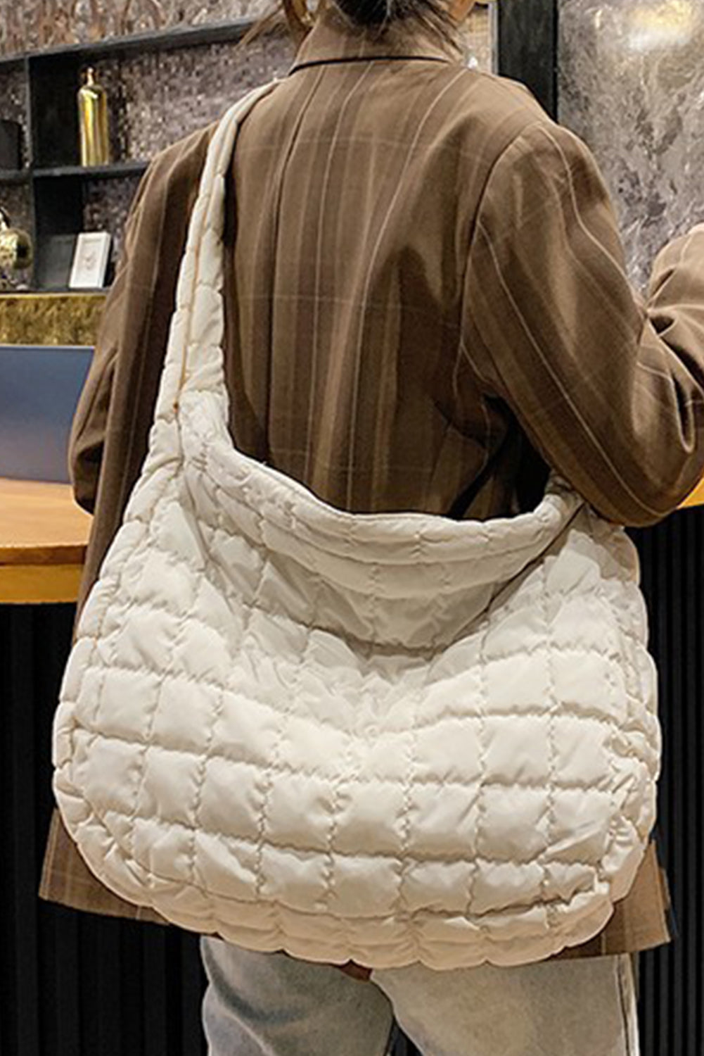 Kylie Quilted Zipper Tote Bag-5