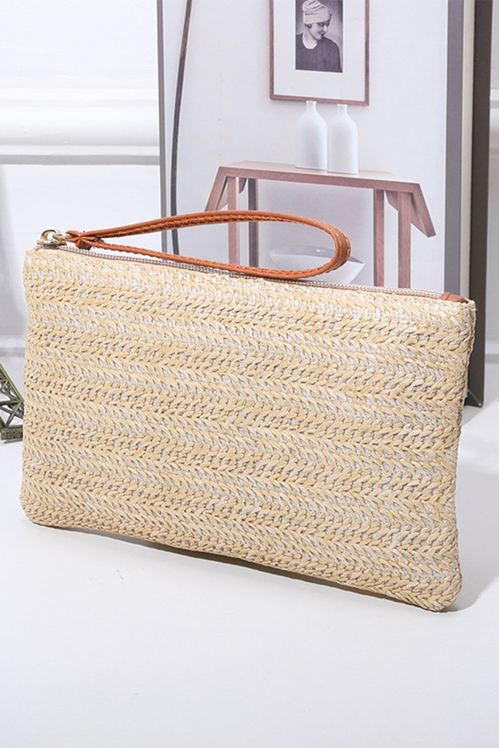 Estrella Straw Woven Wrist Strap Wristlet-0
