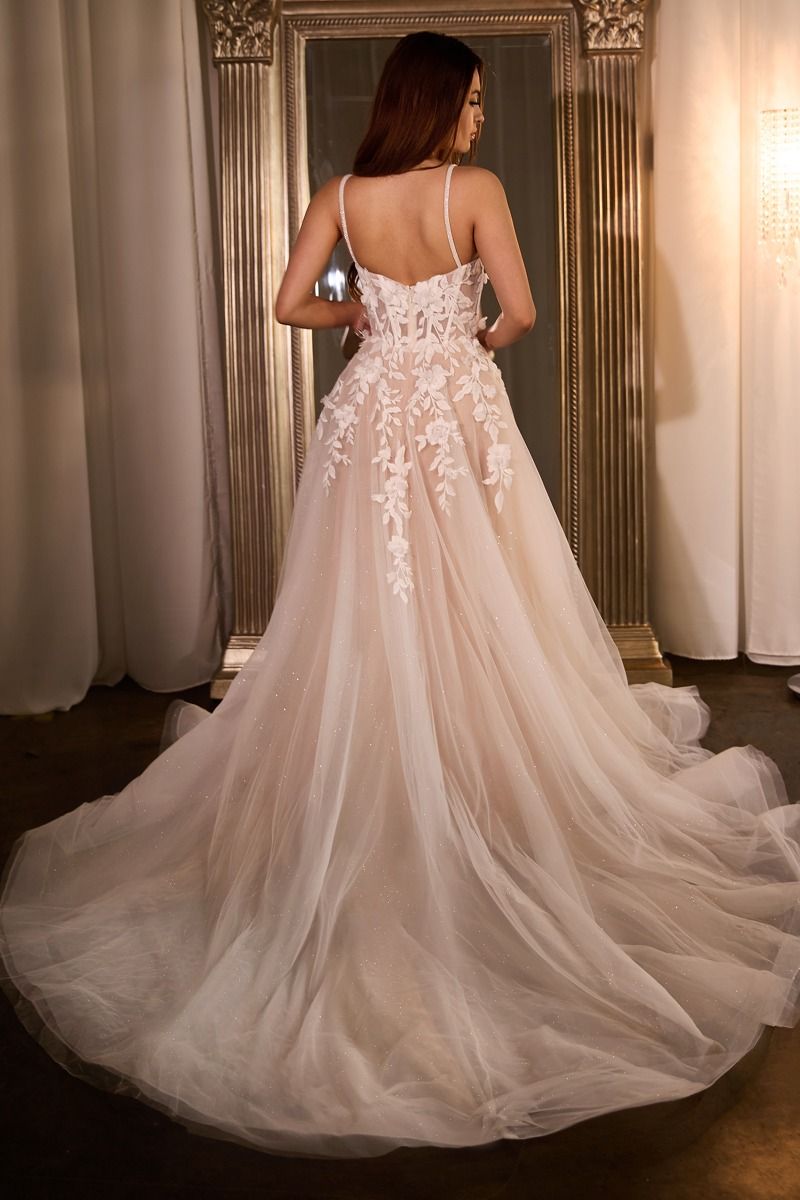 Lace A-Line Wedding Gown With Layered Tulle Skirt-4