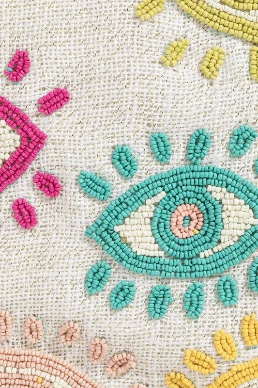 Fame Seed Beaded Eye Pattern Crossbody Bag-2