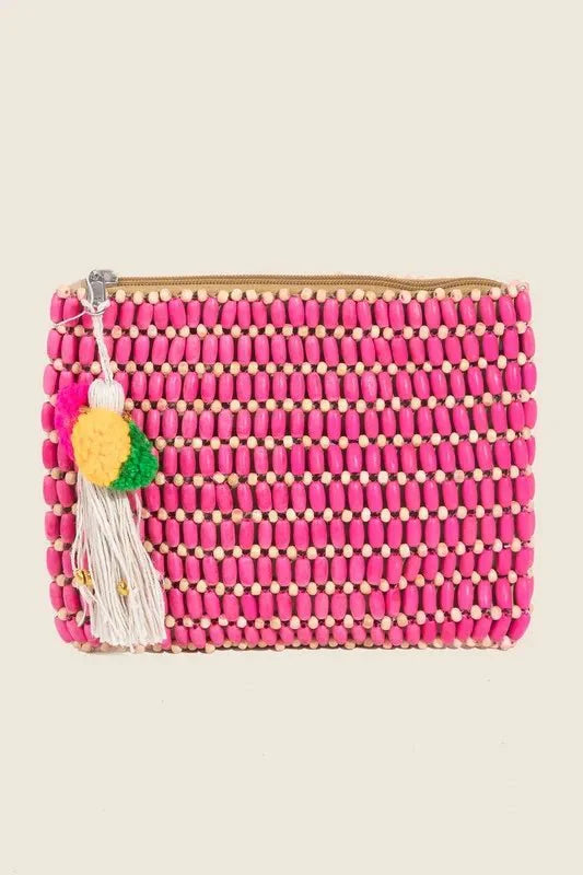 Fame Wooden Beaded Rectangle Bag-3